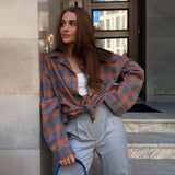 Style Collar Loose Shirt 2025 Autumn Check-In Long-Sleeved Pocket Women's