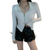 Toloer Short Coat Female Autumn Thin Casual Versatile 2024 New Show Thin Hong Kong Flavor Long Sleeve Early Autumn Jacket-Outfit