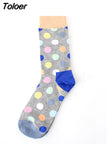Classic Colorful Dot Printed Happy Socks Men Casual Combed Cotton Harajuku Socks Funny Crew Socks For