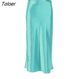 Solid Purple Satin Silk Skirt Women High Waisted Summer Long Skirt New 2022 Elegant Ladies Office Skirts Midi