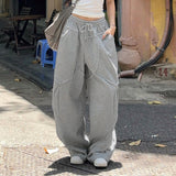 Vintage Baggy Patchwork Loose Sweatpants-Outfit