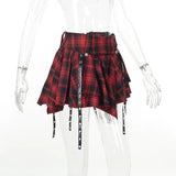 Summer New Women's Dress Hip Skirt Dark Style Sexy Hot Girl Slim Red Plaid Half Skirt Woman-Outfit
