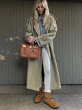 Autumn Belt Cashmere Coat Jacket Women's Fashion Winter Long Woolen Coat Loose Windbreaker Double Breasted Wool
