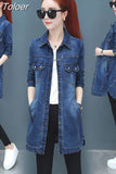 Denim Coats Women Long Sleeve Casual Fashion Turn Down Collar All-match Vintage Chic Jackets Coat Clothing