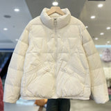 Autumn And Winter New Light Down Jacket Female Short Fashion Foreign Style Loose Stand Collar White Duck Velvet Warm Coat Tide-Outfit