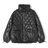 Aachoae Women Winter Solid Puffer Jacket With Pockets 2021 Single Breasted Thick Warm Coat Long Sleeve White Duck Down