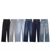 Classic Water Wash Jeans 2025 Spring High-Rise Straight Slack Trousers