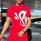 Letter Print Loose Short-Sleeved Top Street Hip-Hop Men And Women T-Shirt Shorts