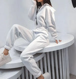 Temperament Commuting 2023 Autumn Winter New Fashion Versatile Sports Suit Casual Hooded Pocket Zipper Design Jumpsuit for