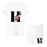 Suitst Shirt Short Sleeves Wide-Legged High-Waisted Shorts Two-Piece LOGO Printed Casual Suit For