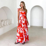 New Small Broken Flower Wave Strap Sling Skirt Temperament A-Character Dress