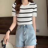 Knitted Shirt Girl 2025 Summer New Ocean With Small Thin