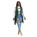 Toloer New Women's Casual Solid Color Cardigan Sleeveless Knitted Vest-Outfit