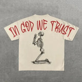 Harajuku Style T-Shirt Men's Hip-Hop Gothic Large Pattern Printed Punk Short-Sleeved Casual T-Shirt-Outfit