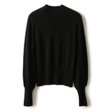 Winter Half Turtleneck Cashmere Sweater Women Pullover Lantern Sleeve Knitted Sweater Loose Solid Tops Pull Femme
