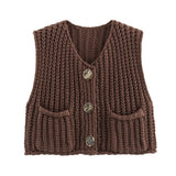 Autumn Street Shirt Fashion Cute Crochet Wool Vest Knitted Thick Knitted Vest Women's