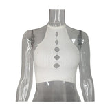 Ice Silk Knitted Hollow Hanging Neck With Small Sling Sexy Hot Girl Wearing A Hundred