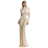 The Autumn Of 2025, The New Women's Clothing Solid-Colored Long-Sleeved High-Collar Temperament Is Folded And