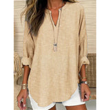 Women's Clothing Spring And Autumn Small V-Neck Long Sleeves Independent Day Crumums Simple Casual Temperament T-Shirt Long