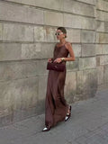 New Women's Sexy Hottie Long Sling Skirt With A Vertical Feeling With A Shoulderless