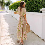 Summer Dress High-Waisted Babes Bat Sleeve V-Neck Print Sexy Women's Dress