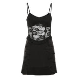 Toloer Summer New Women's Dress Fresh And Sweet Lace Hollow Out To Receive Purse Hip Pure Color Dress-Outfit