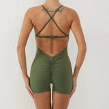 Toloer Tie Rope Honey Peach Hip Sweatpants Air Yoga Onesie Speed Dry Sports Beauty Back Fitness Jumpsuit-Outfit