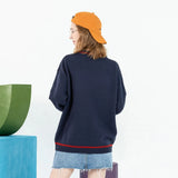 Cartoon Bear Doll Embroidery Sweater Harajuku Retro Style Knitted Sweater Autumn And Winter Cotton Pullover