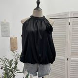 Shooting French Gold Wind Hanging Shoulder Waistcoat Woman Design Feel Sleeveless Bud Top Loose Shirt