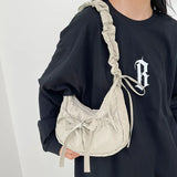 Aesthetic Bow Knot Stitching Shoulder Bag-Outfit