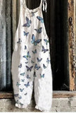 Summer Slub Linen Vintage Print Wide