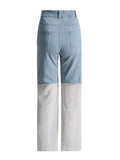 Toloer 2024 New Water Drill Hollow Out Fishing Net Hot Drill Design Sense Splicing Straight Leg Jeans Female Street Wind Pants-Outfit
