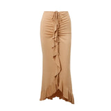 Toloer Wish New Fashion French Temperament Low Waist Pressure Pleated Flounce Skirt