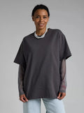 Summer New Bright Silk Mesh Splicing Long-Sleeved T-Shirt Women Loose Sun Protection Top Hot