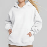 Toloer Coat Women's New Fashion Pure Color Loose Casual Temperament Long-Sleeved Hooded Winter Hoodie