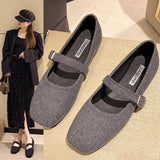 Jane Shoes Women 2025 New Retro Square Head Shallow Soft Sole With Skirt French Evening Hair Single