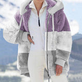 2025 Autumn And Winter Warm Plush Bulbla Chain Pocket Hooded Loose Coat