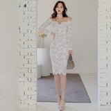Elegant Women Birthday Midi Evening Dress Solid Sexy Off Shoulder Bodycon Lady Wedding Beach Party Club Slim Robe