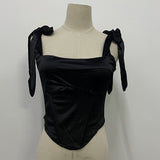 Toloer Summer Bundle Waist Show Back Strap Top Female Feeling A Word Collar
