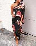 Independent Station Sexy And Popular Style Oblique Shoulder Single-Sleeved Dress For Women-Outfit
