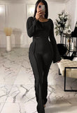Winter Ribbed Crop Top and Bell Bottom Pants 2 Piece