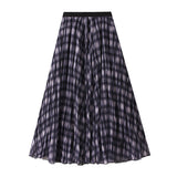 Autumn Curry Lattice Half-Dress Woman Senior Sense A Word High Swing High Waist Thin Crobow Mid-Long Dress