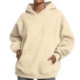 Toloer Coat Women's New Fashion Pure Color Loose Casual Temperament Long-Sleeved Hooded Winter Hoodie