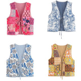 Literary Retro Wearing Waist Vest Vest Printed Tie Cotton