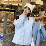 Small Fragrant Wind Without Collar Diamond Down Cotton Clothes Women Winter Super Good-Looking Short Round Collar Thick Coat Design Sense Cotton-Padded Clothes-Outfit