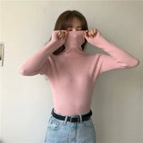 Turtleneck Pullovers Sweaters Women 2022 Autumn Winter Primer Shirt Long Sleeve Short Slim-fit tight Jumper Tops