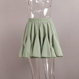 Wooden Ear Short Skirt 2024 Summer New Y2K Street Trend Splicing Mini Pleated Skirt-Outfit