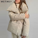 Oversized Cropped Winter Jacket Women Windbreaker Cotton-Padded Parkas Women Solid Casual Thick Jackets Female