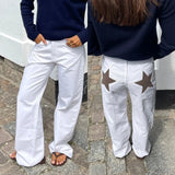 Stars Printed Pockets Denim Jeans-Outfit