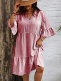 Large-Size Women's V-Neck Horn Sleeve Print